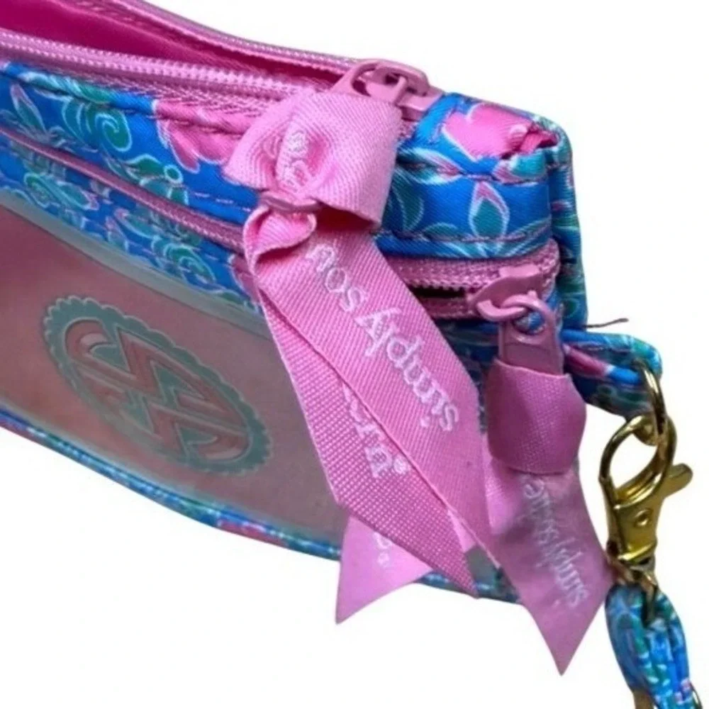 Simply Southern Wristlet Wallet Blue Pink Elephant Paisley Phone Window Pouch